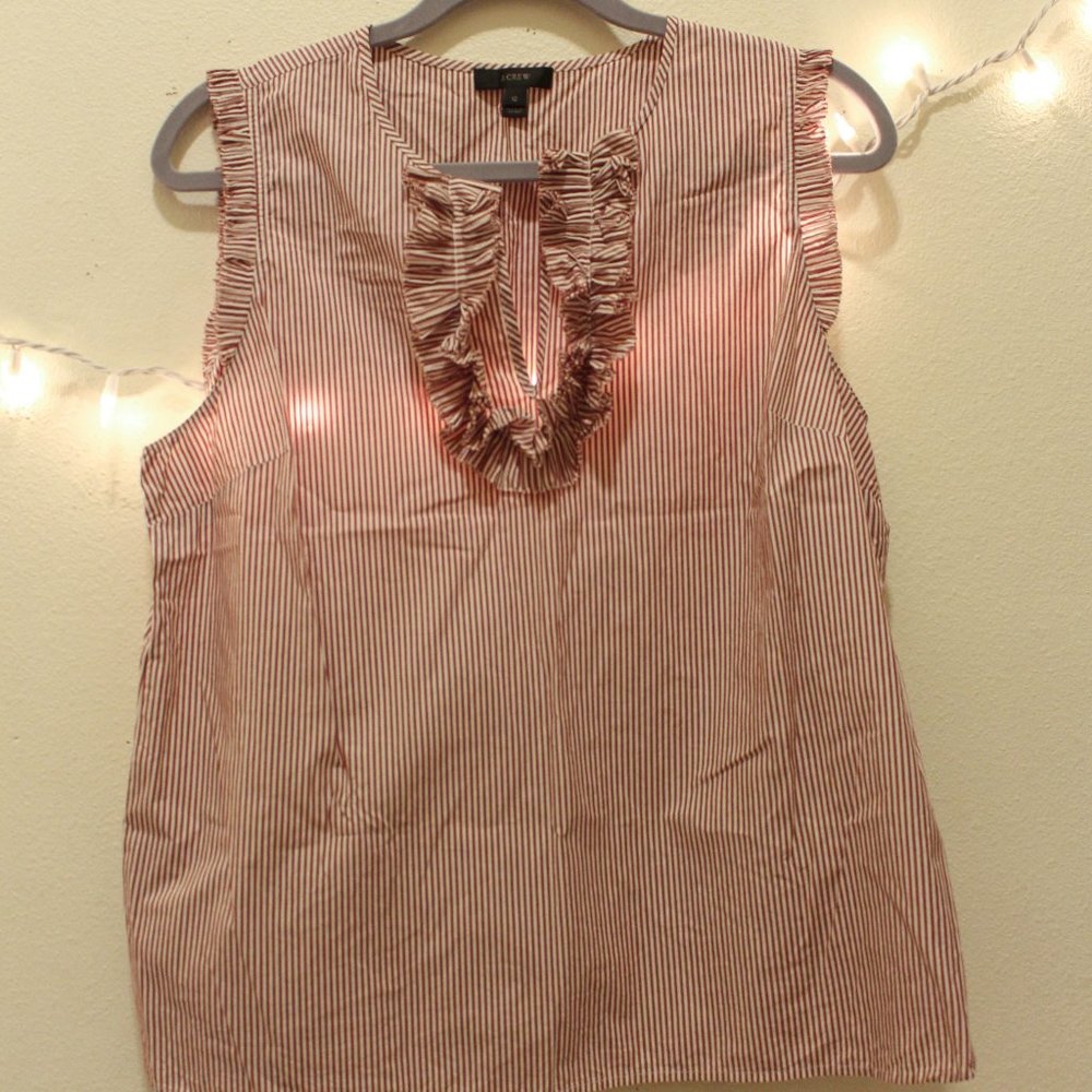 J Crew Striped Ruffled Blouse